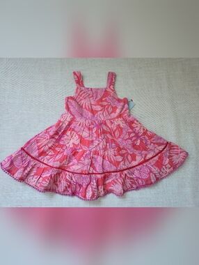 Cat & Jack 2-Piece Tropical Leaf Print Sundress in Pink & Coral  Size 12 mos NWT